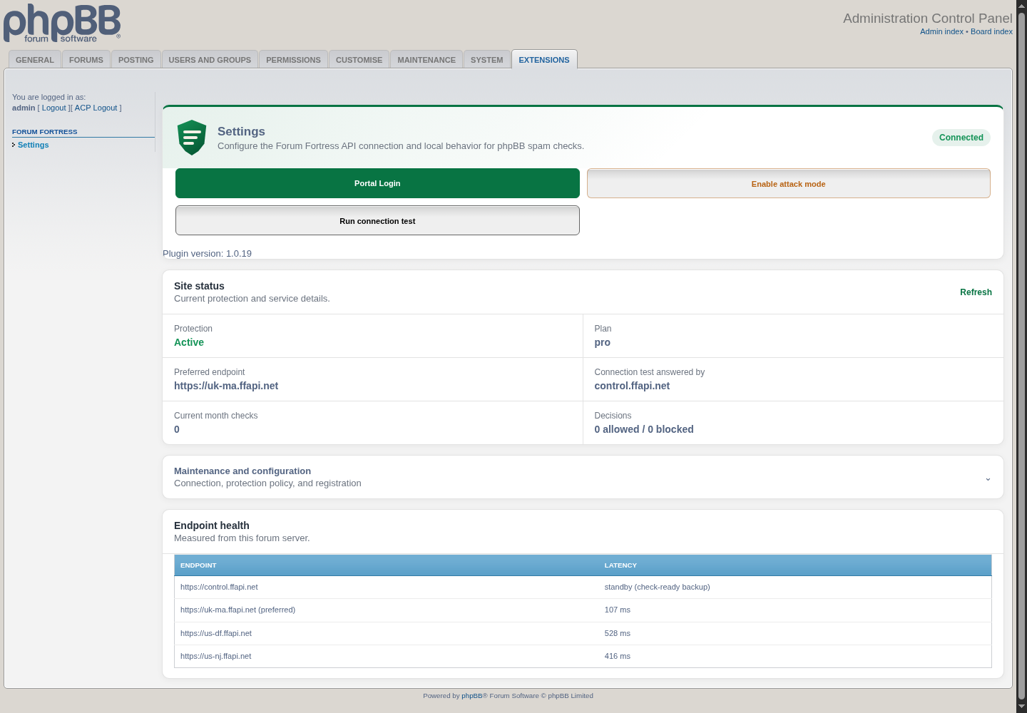 Forum Fortress control panel in phpBB